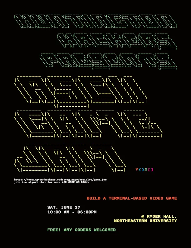 Poster promoting the game jam, made by Jayden Chen